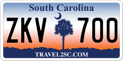 SC license plate ZKV700