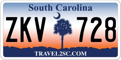 SC license plate ZKV728