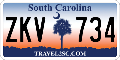 SC license plate ZKV734