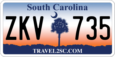 SC license plate ZKV735