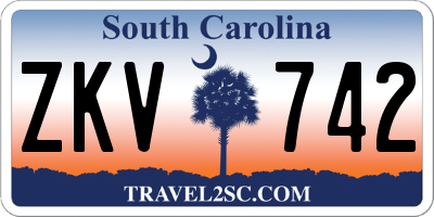 SC license plate ZKV742