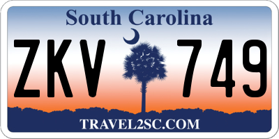 SC license plate ZKV749