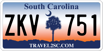SC license plate ZKV751