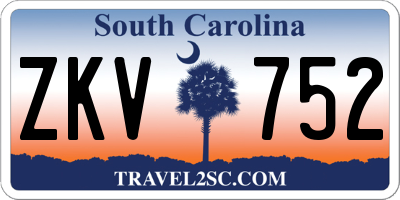 SC license plate ZKV752