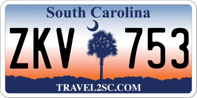 SC license plate ZKV753