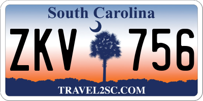 SC license plate ZKV756