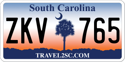 SC license plate ZKV765
