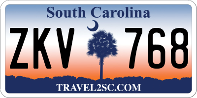 SC license plate ZKV768