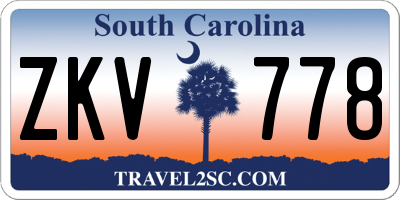 SC license plate ZKV778
