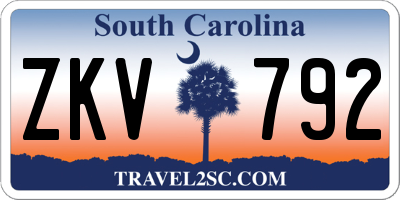 SC license plate ZKV792
