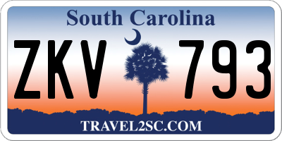 SC license plate ZKV793