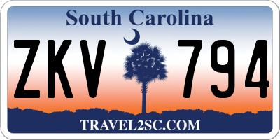 SC license plate ZKV794