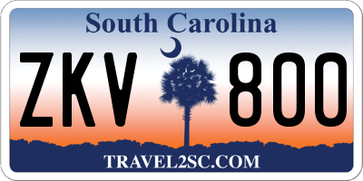SC license plate ZKV800