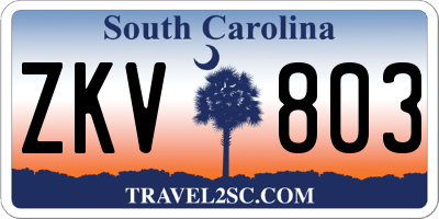 SC license plate ZKV803