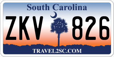 SC license plate ZKV826