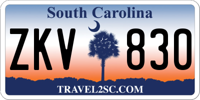 SC license plate ZKV830