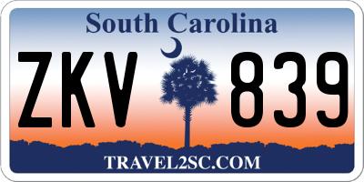 SC license plate ZKV839