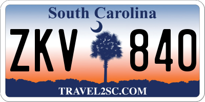 SC license plate ZKV840