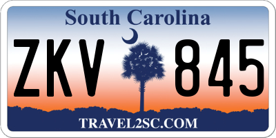 SC license plate ZKV845