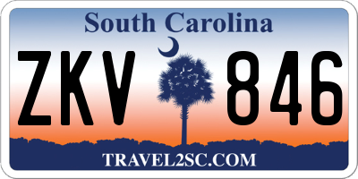 SC license plate ZKV846