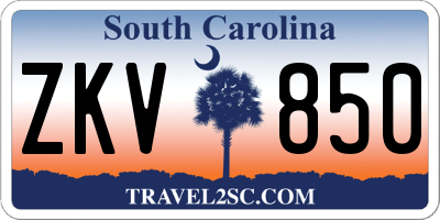 SC license plate ZKV850