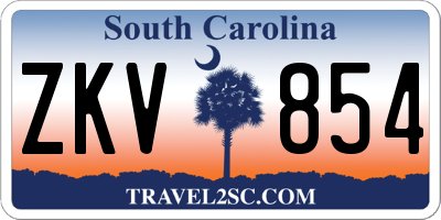 SC license plate ZKV854