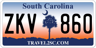 SC license plate ZKV860