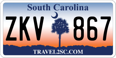SC license plate ZKV867