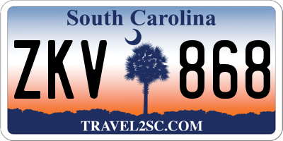 SC license plate ZKV868