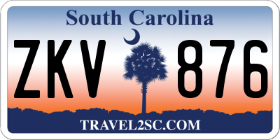 SC license plate ZKV876