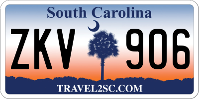 SC license plate ZKV906
