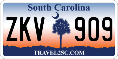 SC license plate ZKV909