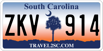 SC license plate ZKV914