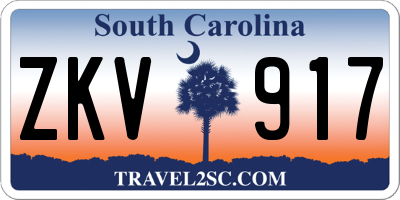 SC license plate ZKV917