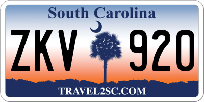 SC license plate ZKV920