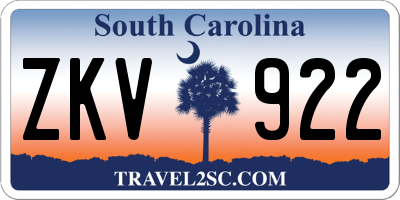 SC license plate ZKV922