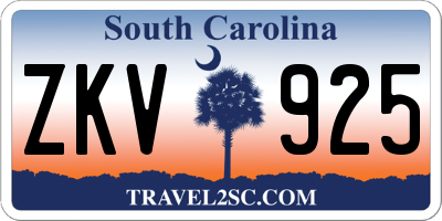 SC license plate ZKV925