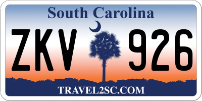 SC license plate ZKV926