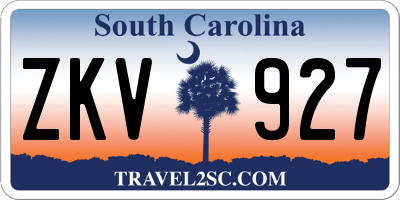SC license plate ZKV927