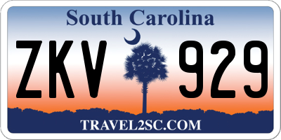 SC license plate ZKV929