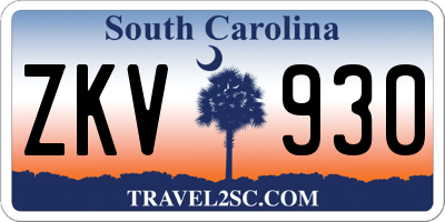 SC license plate ZKV930
