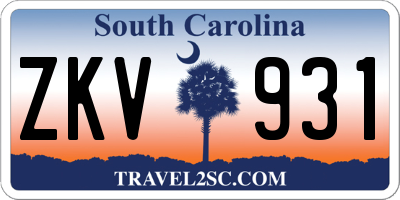 SC license plate ZKV931