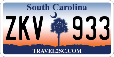 SC license plate ZKV933