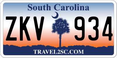 SC license plate ZKV934