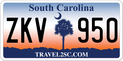 SC license plate ZKV950