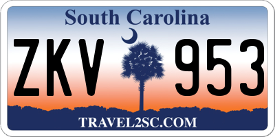 SC license plate ZKV953