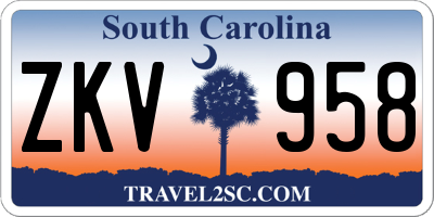 SC license plate ZKV958
