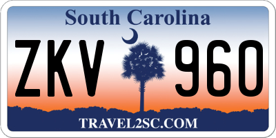 SC license plate ZKV960
