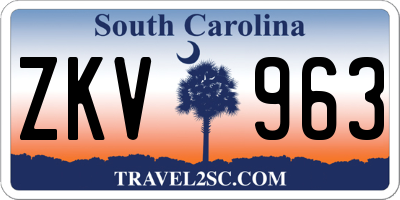 SC license plate ZKV963