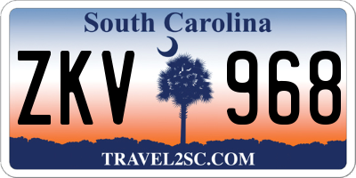 SC license plate ZKV968